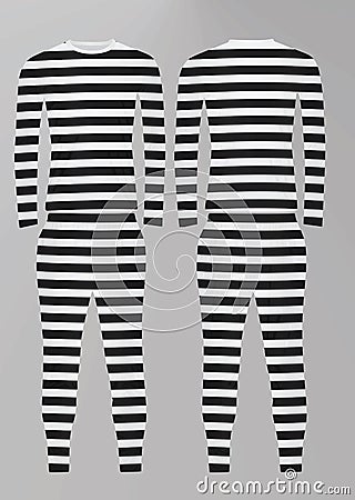 Prison uniform. striped t shirt and pants Vector Illustration