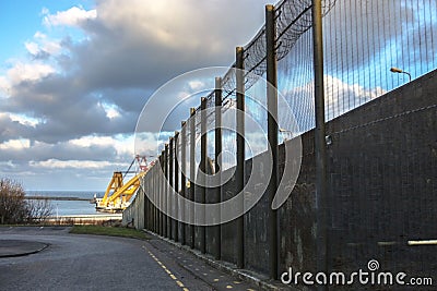 Prison walls and security fence. Peterhead, Scotland Stock Photo