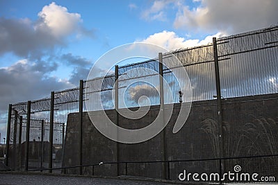 Prison walls and security fence. Peterhead, Scotland Stock Photo