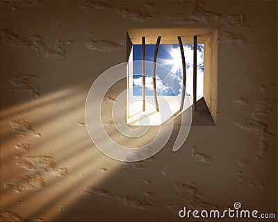 Prison window Stock Photo