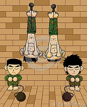 Prisoner army cartoon illustration Cartoon Illustration