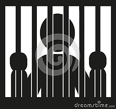 Prisoner. Behind bars icon. Vector Illustration