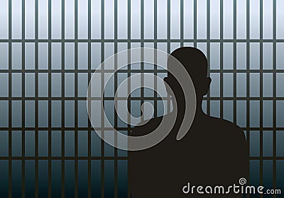 Prisoner behind the bars Vector Illustration