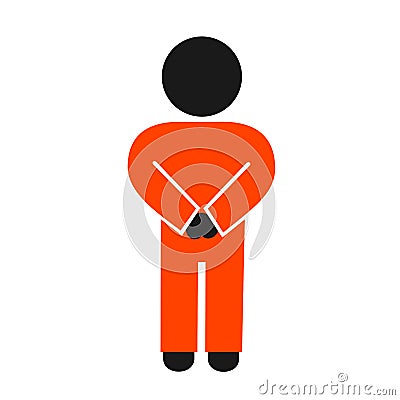 Guantanamo prisoner and detainee with tied hands Vector Illustration