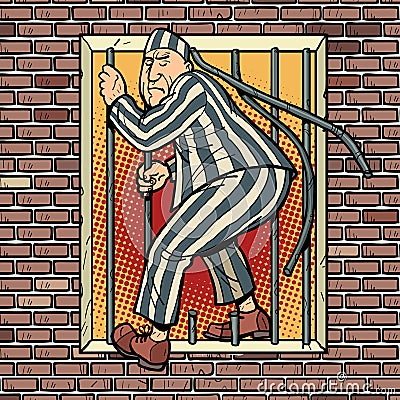 A prisoner escapes from prison. Jailbreak Vector Illustration