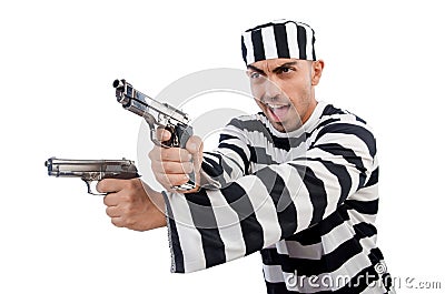 Prisoner with gun Stock Photo