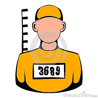 Prisoner in hat with number icon, icon cartoon Vector Illustration