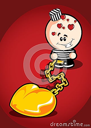 Prisoner of Love Valentine's Card Cartoon Illustration