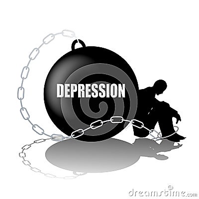 Prisoner To Depression Cartoon Illustration