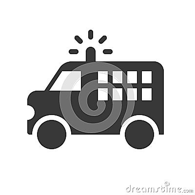 Prisoner transport van, police related solid icon Vector Illustration