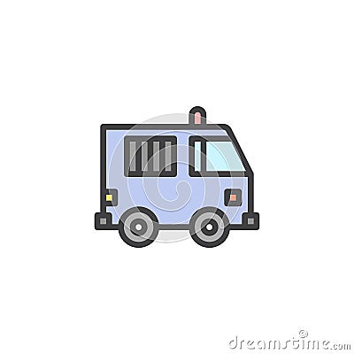 Prisoner truck filled outline icon Vector Illustration