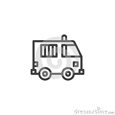 Prisoner truck outline icon Vector Illustration