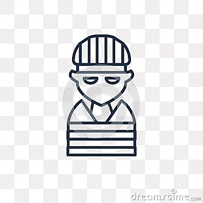 Prisoner vector icon isolated on transparent background, linear Vector Illustration