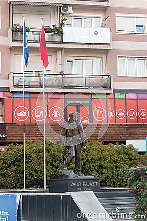 Statue of Zahir Pajaziti in Prishtina. Editorial Stock Photo