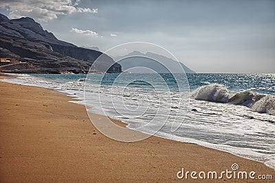 Pristine beach near Bukha, in Musandam peninsula, Oman. Stock Photo