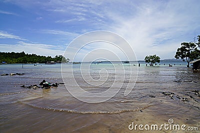 pristine beach in puerto princesa on palawan island Editorial Stock Photo