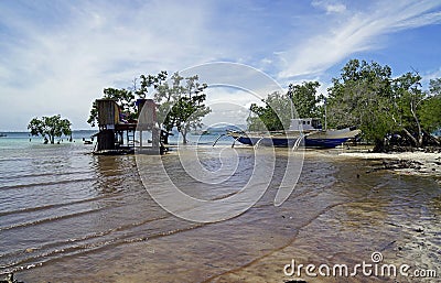 pristine beach in puerto princesa on palawan island Editorial Stock Photo