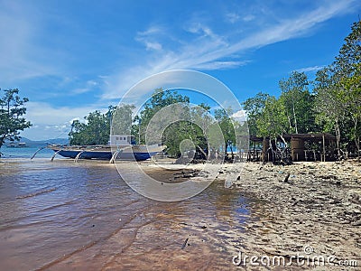 pristine beach in puerto princesa on palawan island Editorial Stock Photo