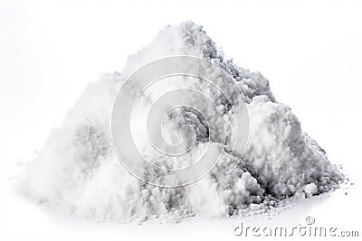 Pristine White Salt Pile Isolated on White Background. Generative ai Cartoon Illustration