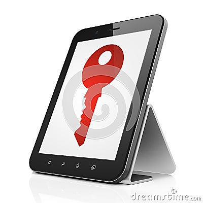Privacy concept: Key on tablet pc computer Stock Photo