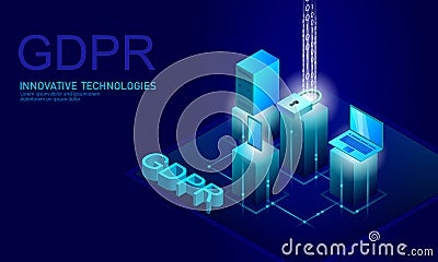 Privacy data protection law GDPR. Data regulation sensitive information safety shield European Union. Right to be Vector Illustration