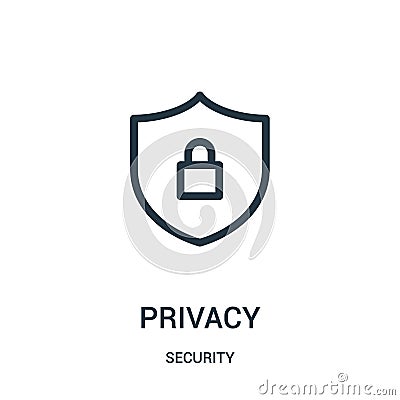 privacy icon vector from security collection. Thin line privacy outline icon vector illustration Vector Illustration