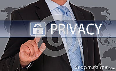 Privacy - Manager with touchscreen Stock Photo