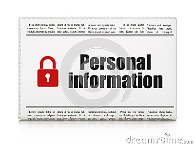 Privacy news concept: newspaper with Personal Stock Photo