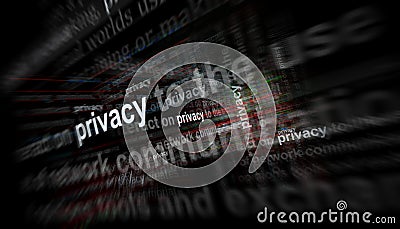 Privacy security and identity protection headline titles media 3d illustration Cartoon Illustration