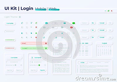 Private account access UI elements kit Vector Illustration