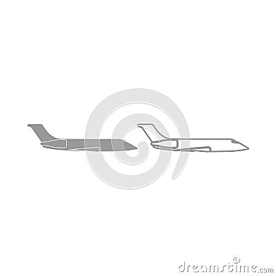 Private airplane icon. Grey set . Vector Illustration