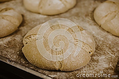 Private bakery. Bread oven. Production of . baking in the . Workshop making . at the factory. Stock Photo