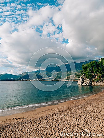 Private beach of the hotel Sveti Stefan, near the island. Monten Stock Photo