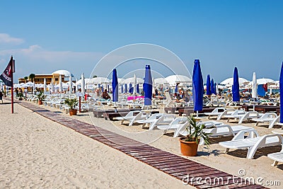 Private beach on Mamaia Editorial Stock Photo