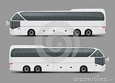 Private charter tour or coach bus realistic vector Vector Illustration