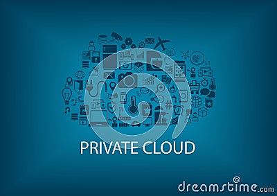 Private cloud computing for home automation. Vector Illustration