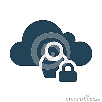 Private cloud service icon. Membership privacy. Cloud Computing Icon. Cloud Computing Icon. Cartoon Illustration