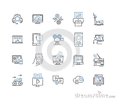 Private data line icons collection. Confidentiality, Privacy, Security, Encryption, Authentication, Access, Protection Vector Illustration