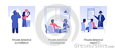 Private detective services isolated concept vector illustrations. Vector Illustration