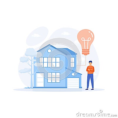 private eco house. Renewable energy and saving electricity Vector Illustration