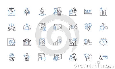 Private Equity Firm line icons collection. Investment, Capital, Buyout, Mergers, Acquisitions, Due diligence, Funds Vector Illustration