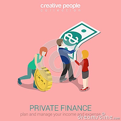 Private finance flat 3d web isometric infographic concept Stock Photo