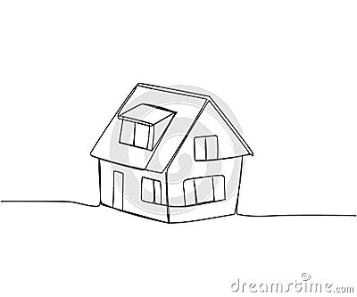 Private house, home loan, mortgage one line art. Continuous line drawing of bank, money, finance, financial, payment Vector Illustration