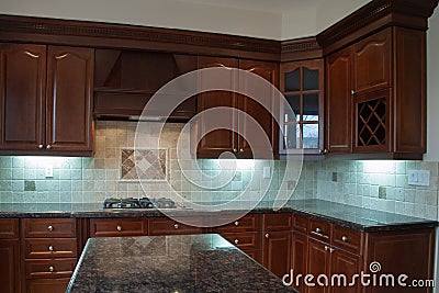 Private house Interior of modern luxury kitchen Stock Photo