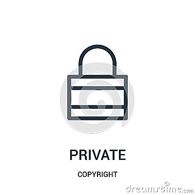 private icon vector from copyright collection. Thin line private outline icon vector illustration Vector Illustration