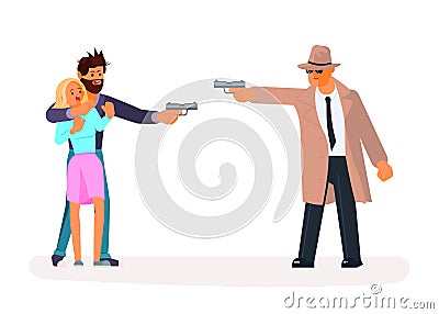 Private investigator and criminal ma Vector Illustration