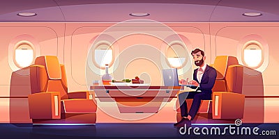 Private jet interior, business class in airplane Vector Illustration