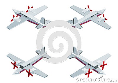 Private jet with propellers expensive isometric Cartoon Illustration