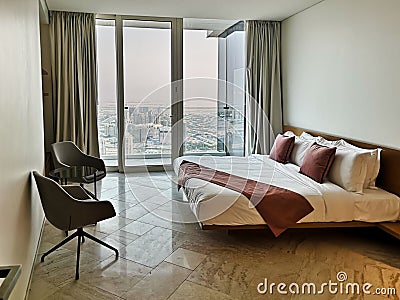 Private luxurious hotel apartment on a high floor in a tower - modern design - Dubai luxury Stock Photo