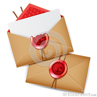 Private message with wax seal Vector Illustration